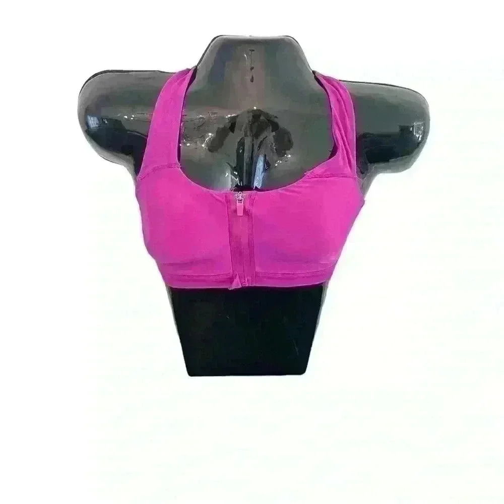 Womens Sports Bra by Half Moon Size L Purple Front Closure Zipper‎ Racerback
